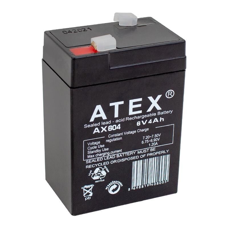 Atex 6 Volt 4 AH Işıldak Aküsü 70x48x101 Mm AX-604