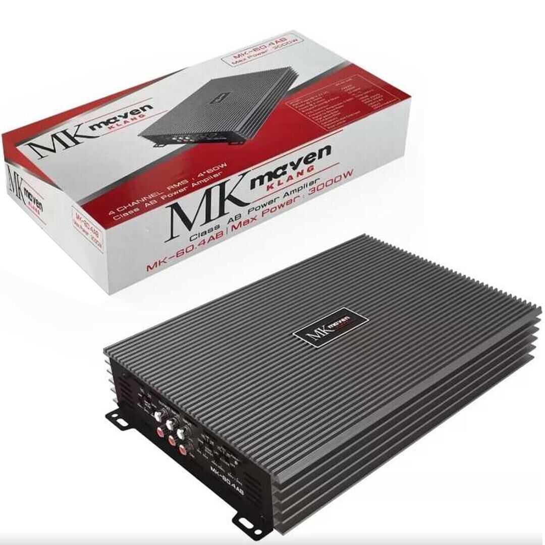 Mk Maven Klang Mk-60 4 Ab 4 Kanal 60 Rms 3000 Watt Ab Sınıf Güç Oto Araç Anfi Ses Sistemi Amfi Amplifikatörü