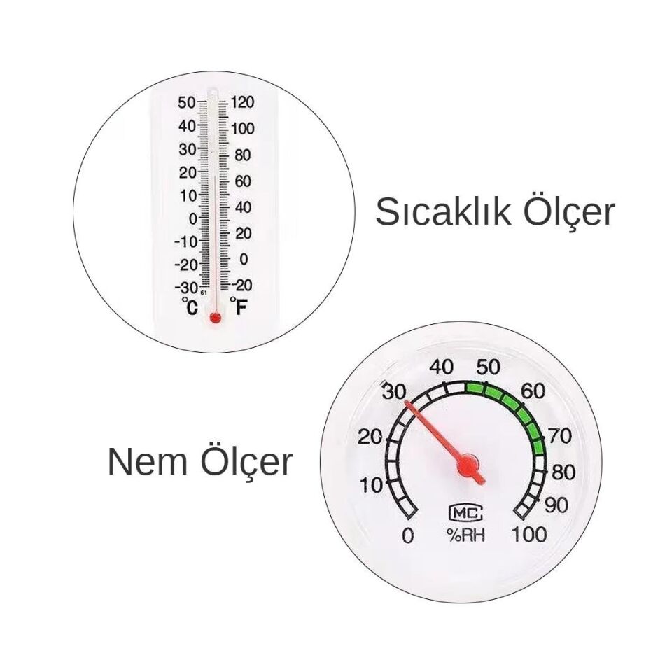 Ayt Powermaster Pm-24665 Sıcaklık Nem Ölçer Analog Termometre -20 +50 Derece Arası Ölçüm Ev Duvar Tipi