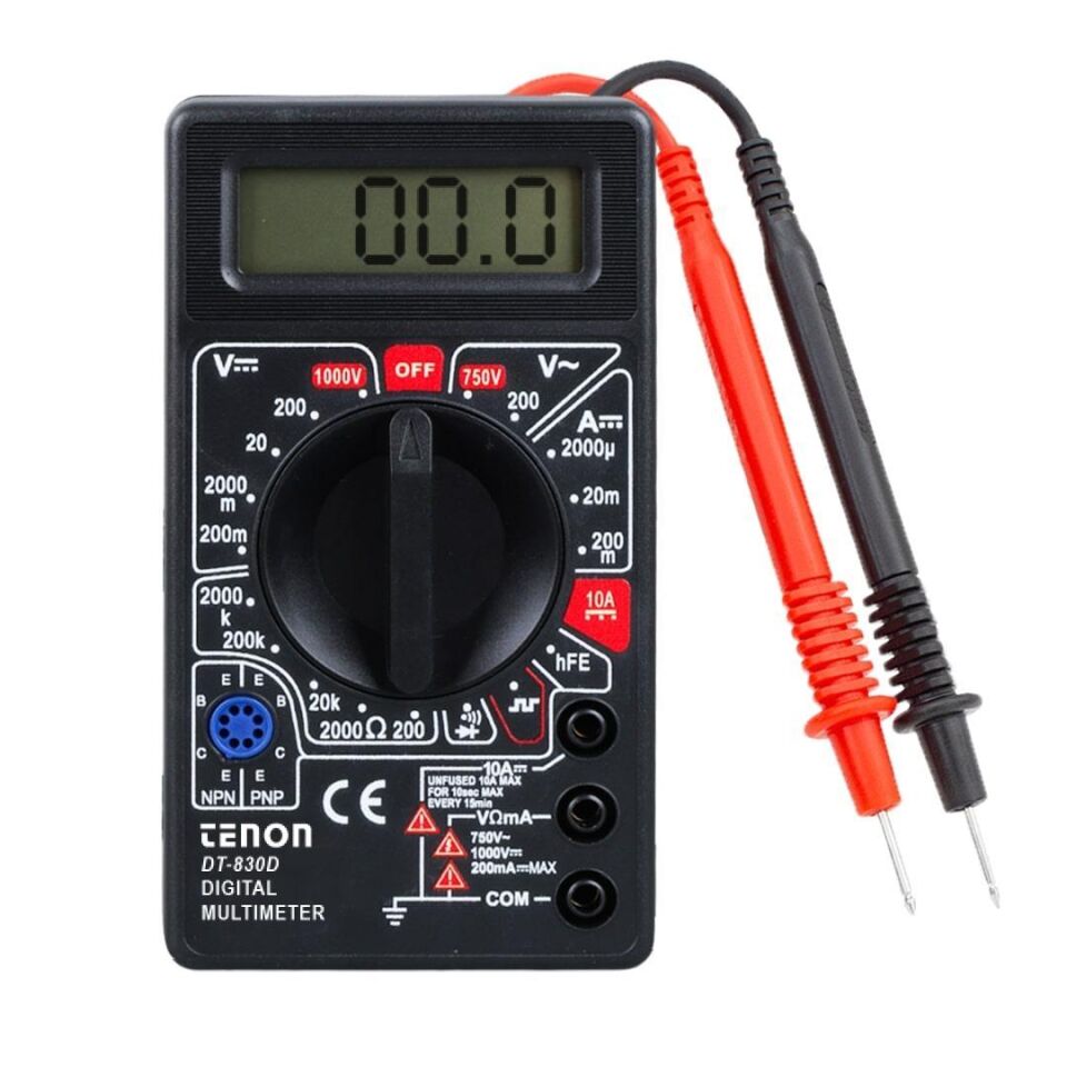 Tenon DT-830D Siyah DC AC Voltaj Akım Ölçer Dijital Multimetre Ölçü Aleti Ölçüm Cihazı