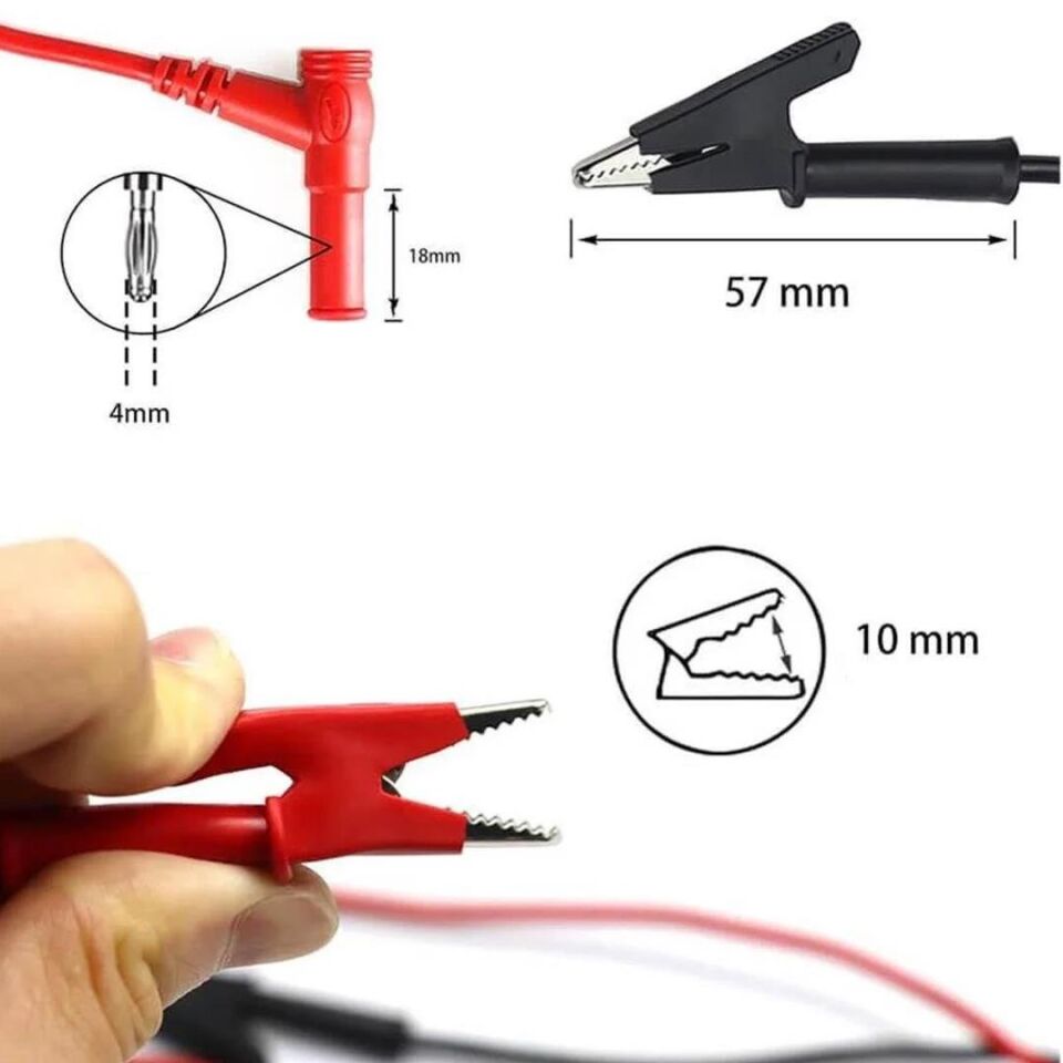 Powermaster PM-27080 Krokodil Uçlu Ölçü Aleti Probu Multimetre Ölçüm Cihazı Probu