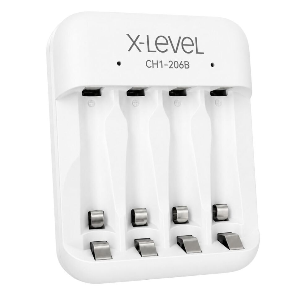 X-LEVEL CH1-206B 4 Yuvalı USB-C Girişli Akıllı AA/AAA Ni-MH Hızlı Pil Şarj Cihazı