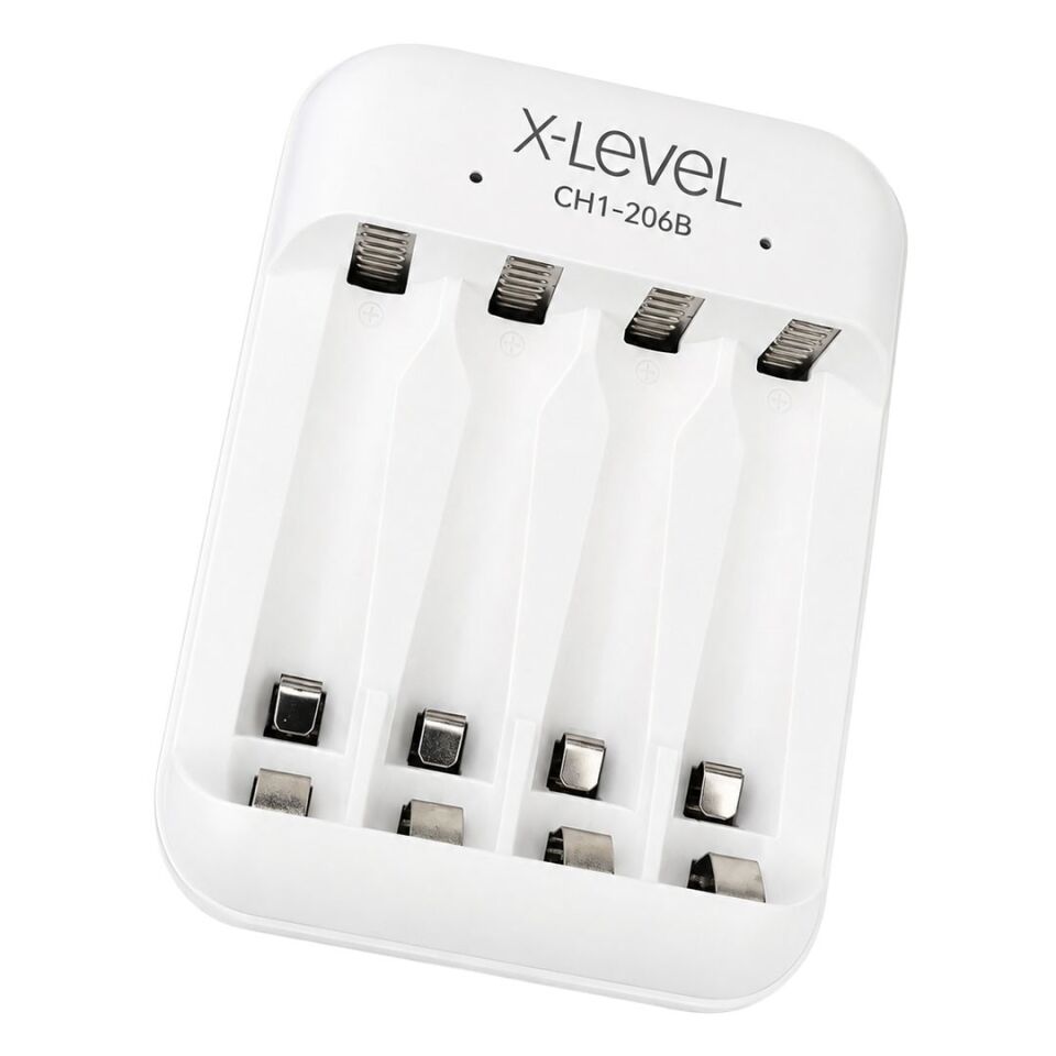 X-LEVEL CH1-206B 4 Yuvalı USB-C Girişli Akıllı AA/AAA Ni-MH Hızlı Pil Şarj Cihazı