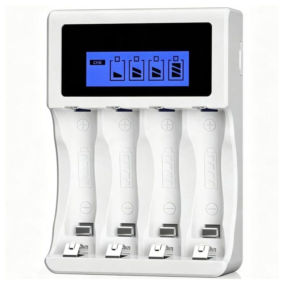 X-LEVEL CH1-201AL 4 Yuvalı LCD Ekranlı Akıllı AA/AAA Ni-MH Hızlı Pil Şarj Cihazı