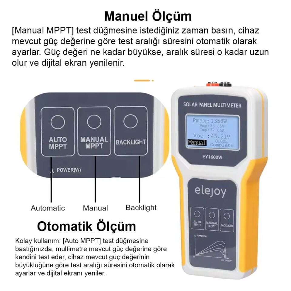 Ayt Powermaster PM-26939 1600 Watt Fotovoltaik Mppt Solar Panel Voltaj Multimetre 12-60V Güneş Enerjisi Volt Ölçer Ölçme Cihazı
