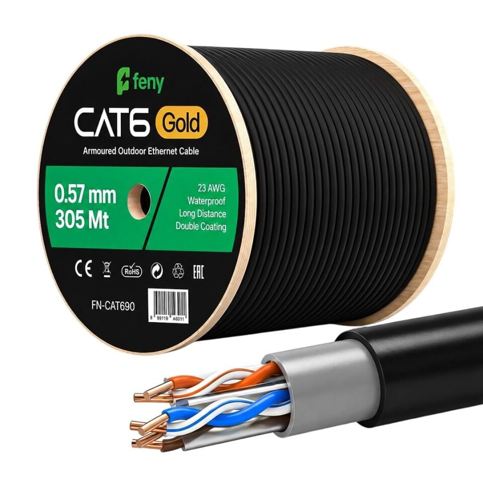 Feny FN-CAT690 305 Metre 23 AWG 0.57Mm Dış Mekan Cat6 UTP Kablo