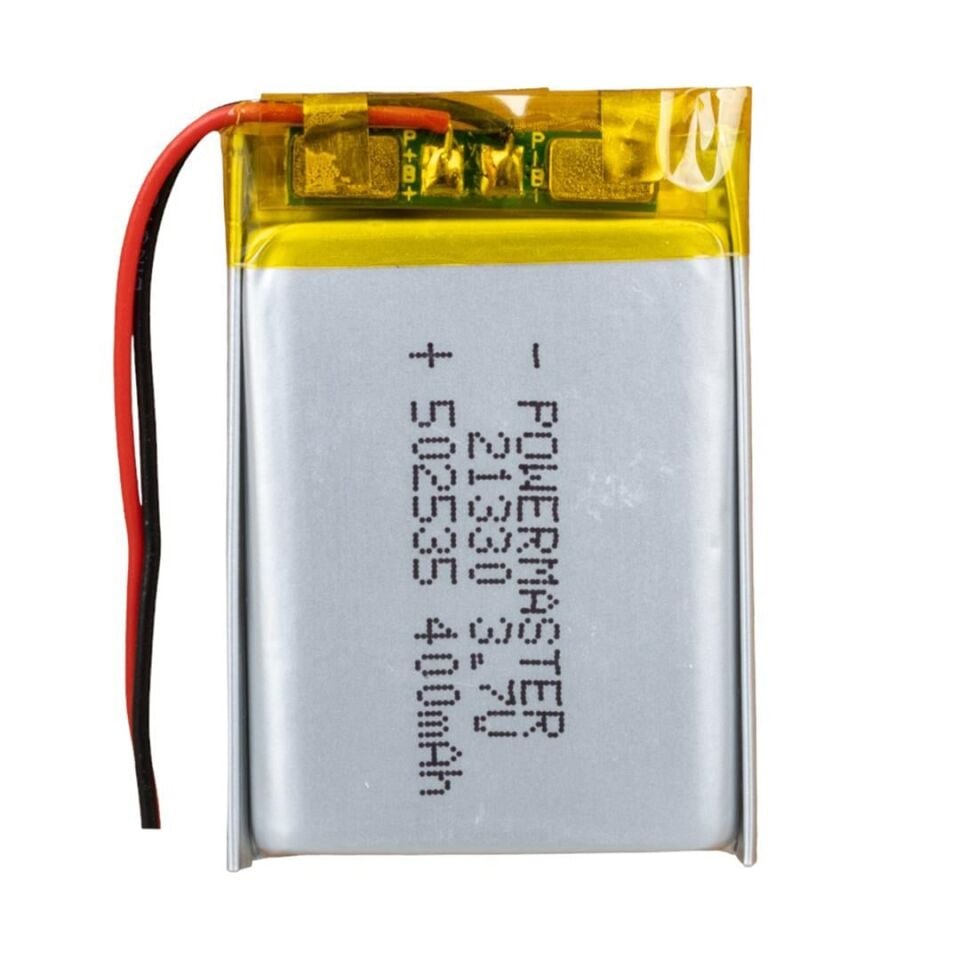 Powermaster 3.7 Volt 400 Mah Lityum Polimer Şarjlı Pil 5X25X35 mm Akıllı Saat Kulaklık Pili