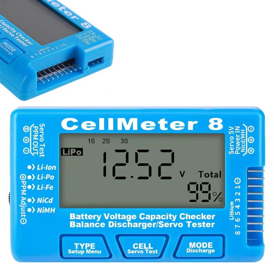 Ayt Powermaster PM-26959 Pil Kapasite Voltaj Test Cihazı RC 1-8S Lipo Lityum NIMH Polimer Pil Doluluk Göstergesi Aleti