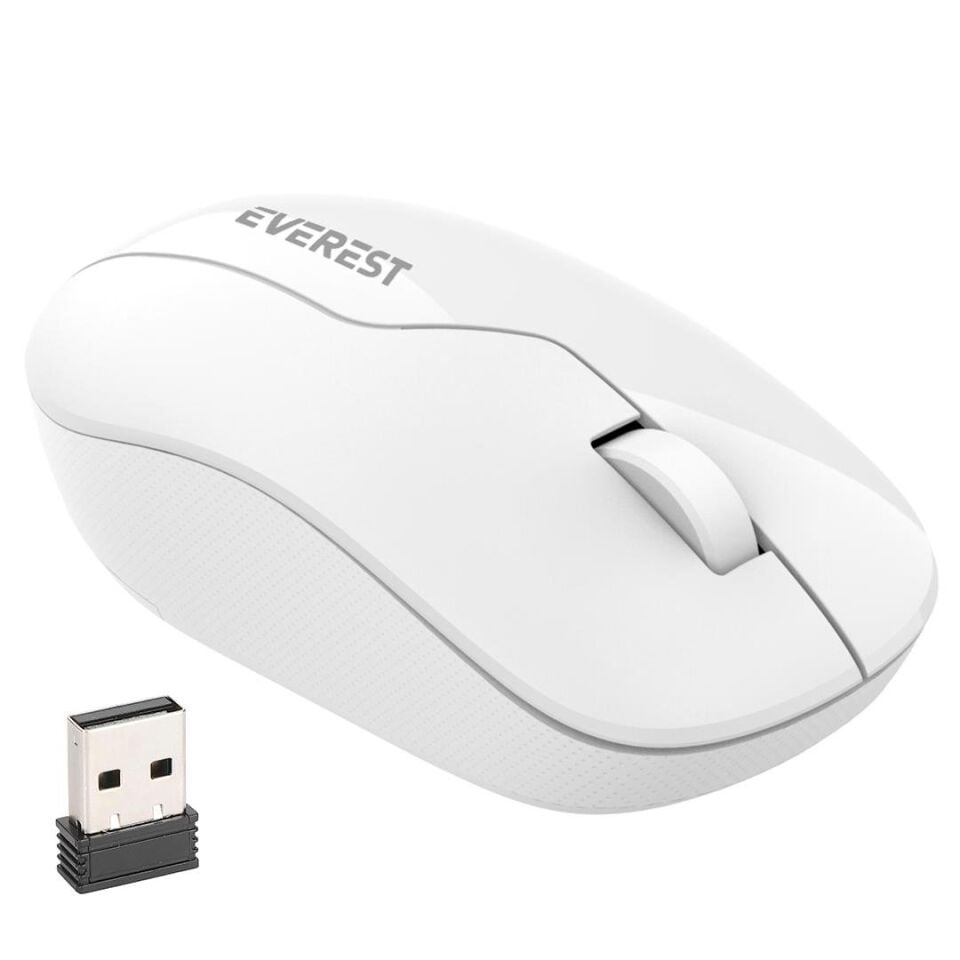 Everest SMW-973 USB Beyaz 2.4Ghz 1200DPI Kablosuz Optik Mouse 5 Metre Menzilli