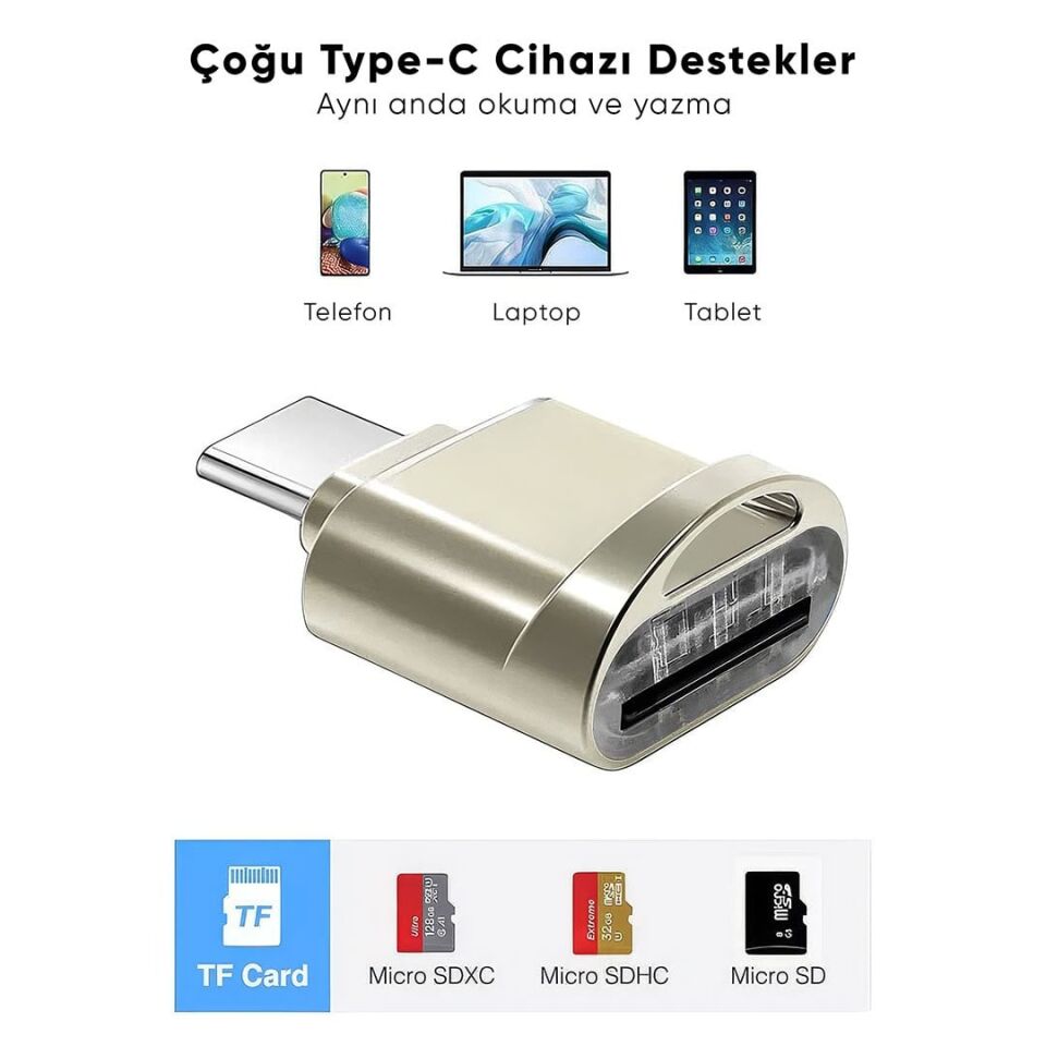 Powermaster PM-26612 TYPE-C Kart Okuyucu Hafıza Kartı Okuyucu Card Reader