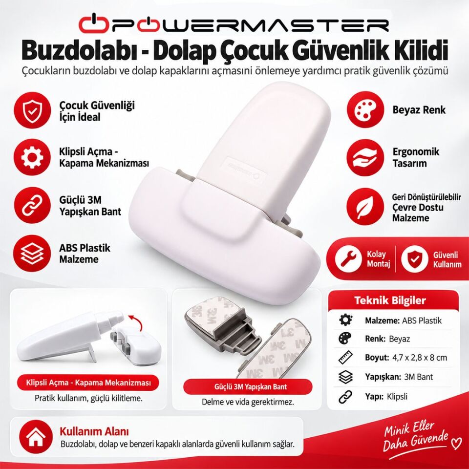 Buzdolabı Dolap Çocuk Güvenlik Kilidi Yapışkanlı Dondurucu Ve Buzdolabı Kilit
