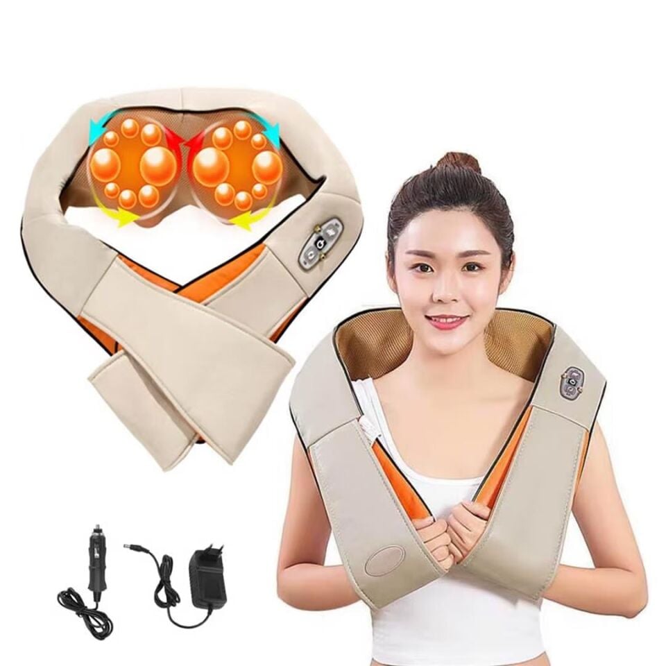Powermaster OM-34 Bel Boyun Sırt Omuz Tüm Vücut Yastık Tip Masaj Aleti Boyundan Asmalı Ovmalı Masaj Kemeri
