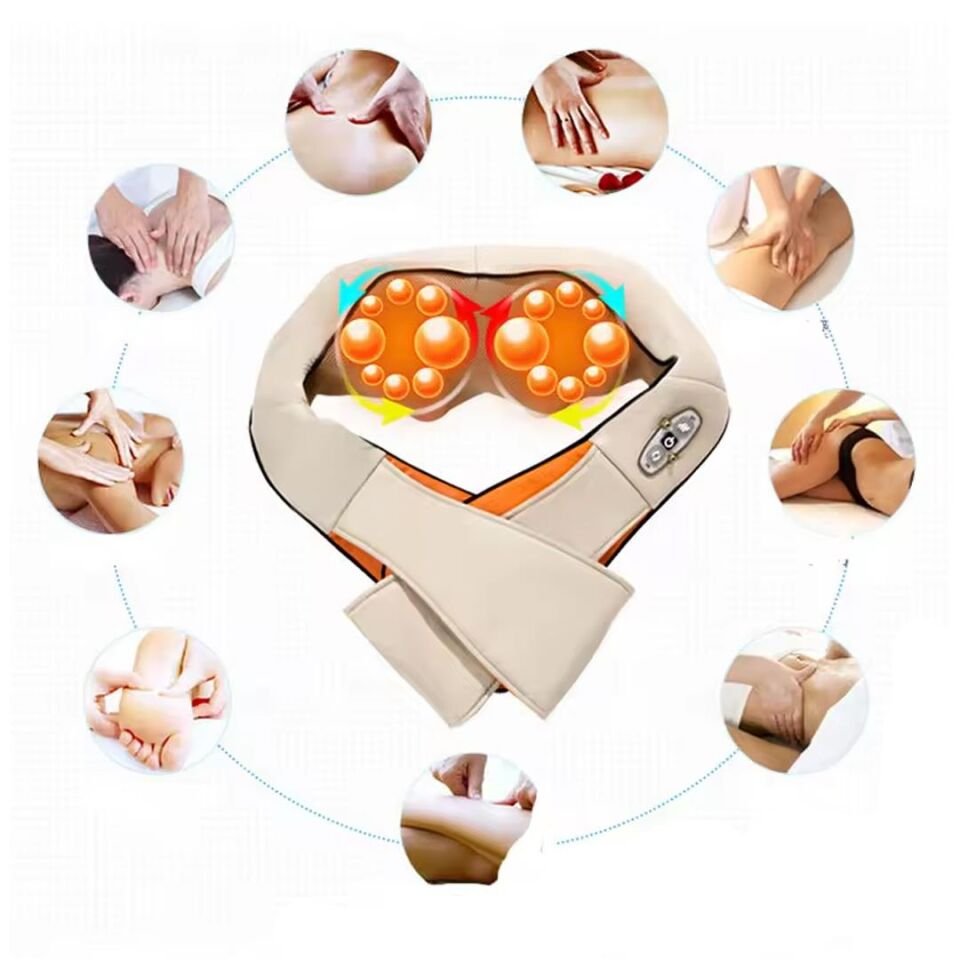 Powermaster OM-34 Bel Boyun Sırt Omuz Tüm Vücut Yastık Tip Masaj Aleti Boyundan Asmalı Ovmalı Masaj Kemeri