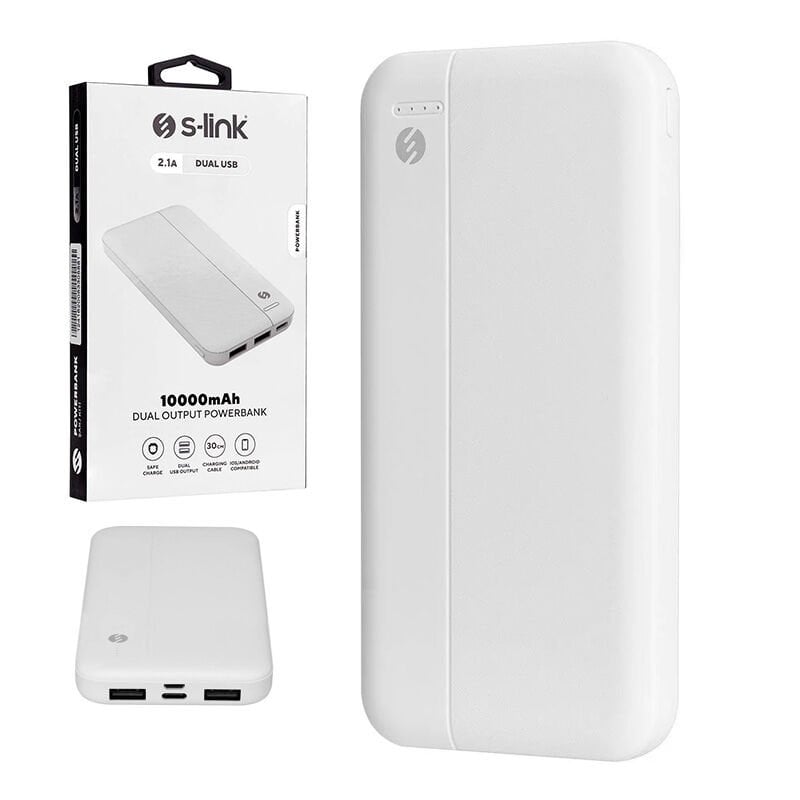 S-link İP-G10N Beyaz Micro Type C Girişli 10000 Mah Taşınabilir Şarj Cihazı PowerBank