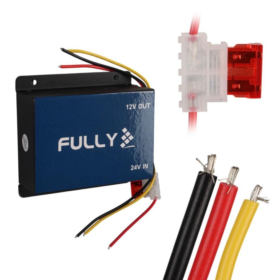 Ayt Fully 2412 24V-12V Dc Dc 30 Amper Oto Akü Voltaj Konvertör Oto Kamyon Tır Uyumlu 24 Volt 12 Volt Düşürücü Çevirici