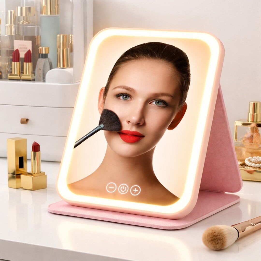Powermaster PM-27373 Işıklı Profesyonel Makyaj Aynası 3 Renk Modlu Şarjlı Katlanabilir