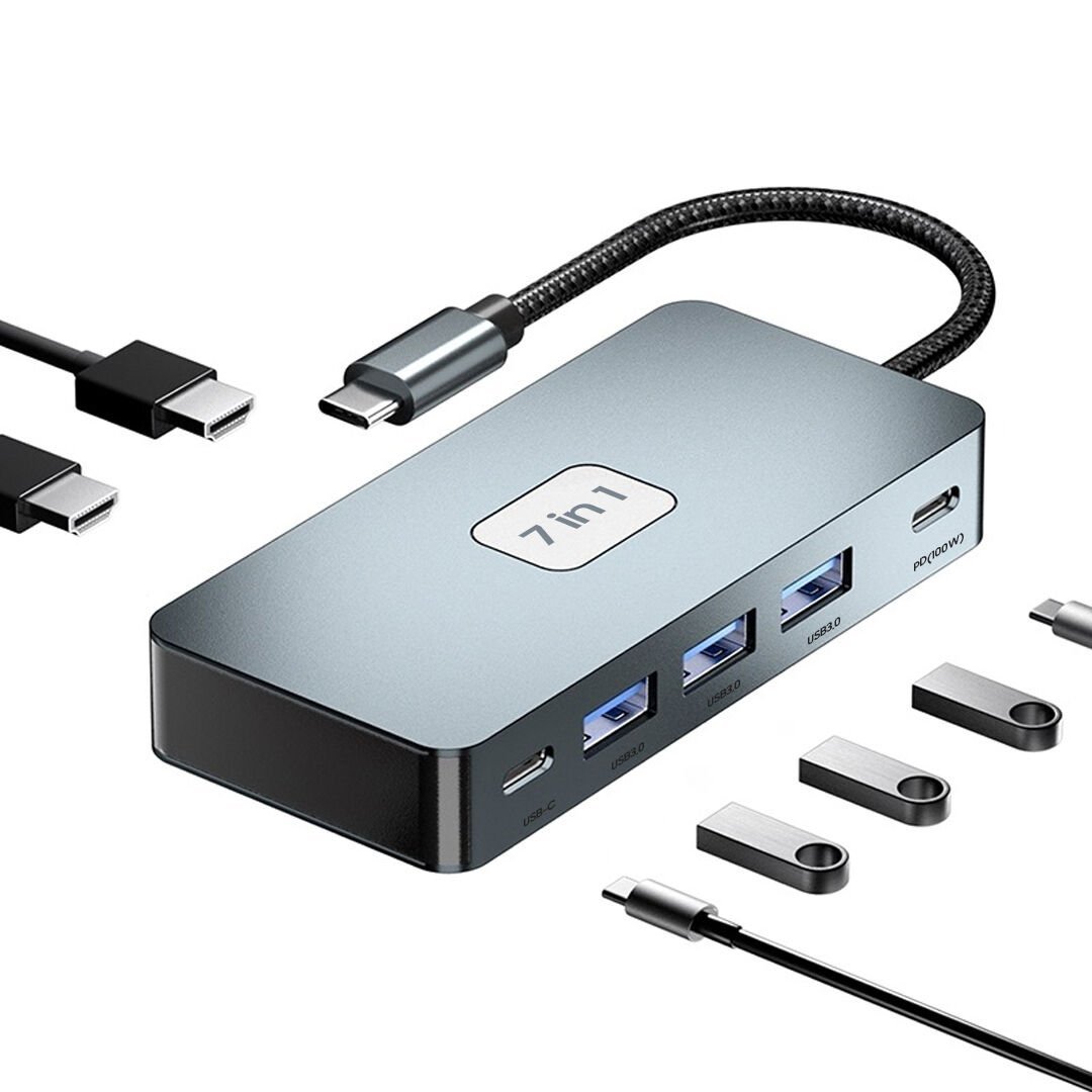 Ayt Powermaster PM-25078 7 in 1 Type-c Hub Type-c Usb Hdmi Çevirici Dönüştürücü Aparat