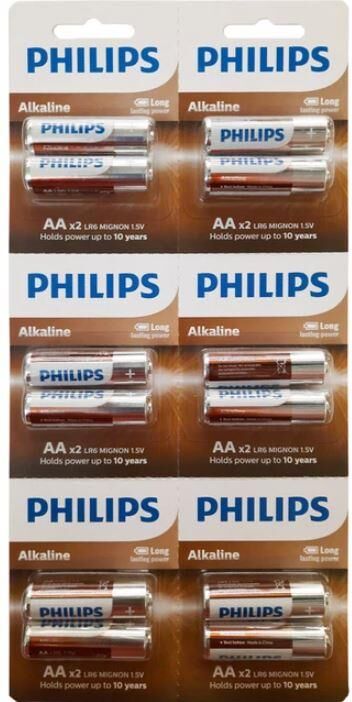Philips AA Alkalin Kalem Pil 12'li Kartela 1.5 Volt 12 Adet