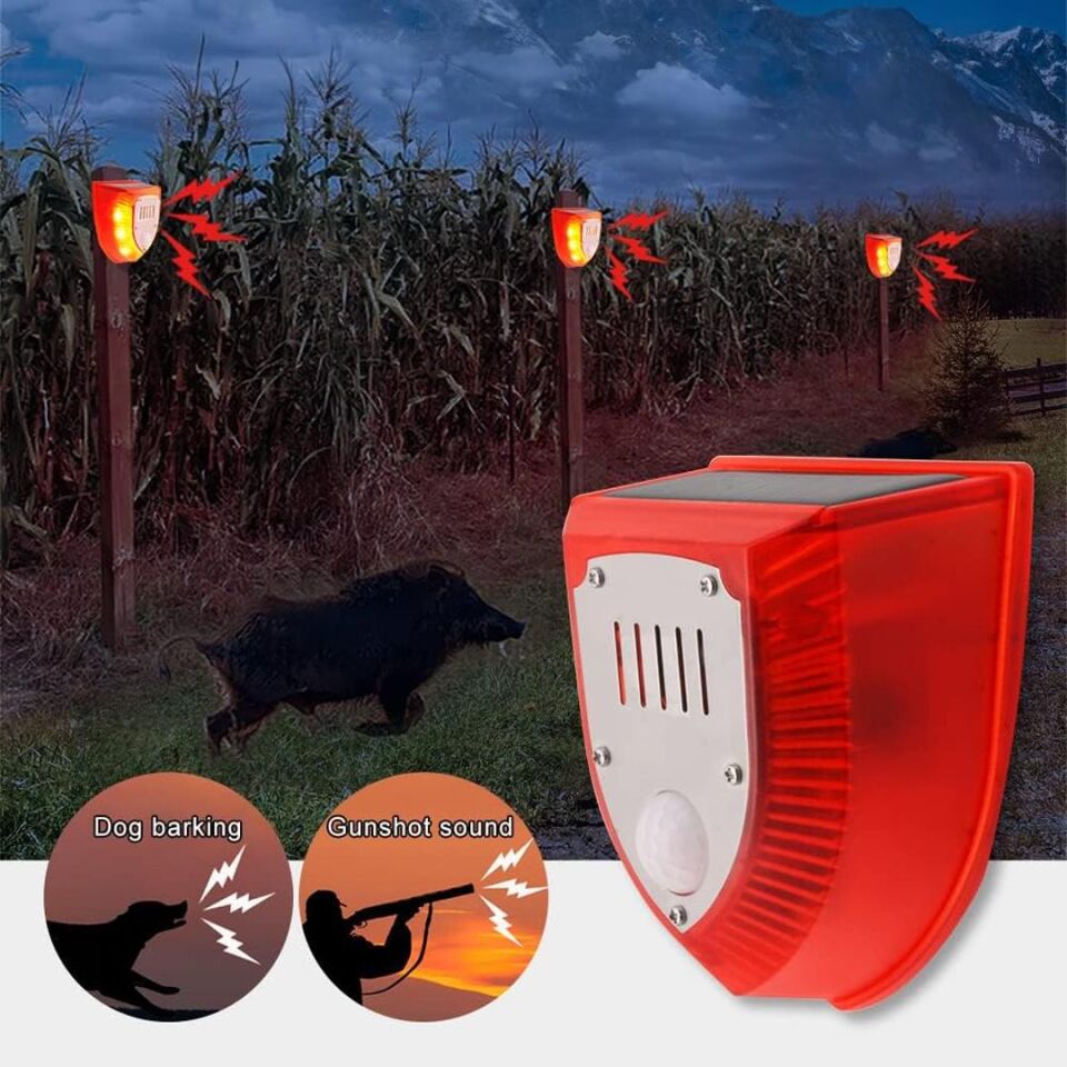 Ayt Powermaster PM-26952 Mikrofonlu Sesli Hayvan Kovucu Alarm Cihazı Solar Güneş Enerjili Panelli Vahşi Hayvan Kovacağı