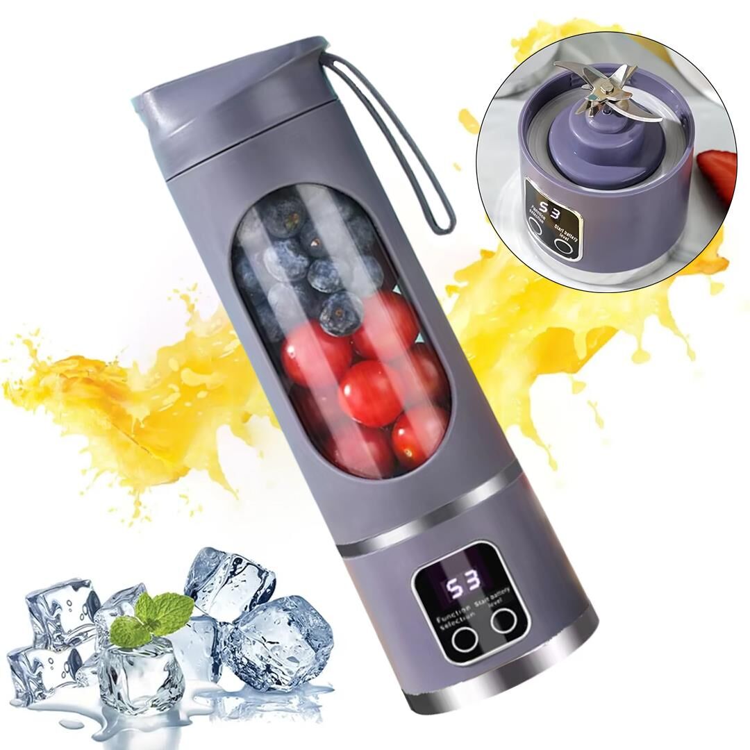 Ayt Powermaster Pm-25965 Taşınabilir Dijital Ekranlı Meyve Sıkacağı Şarjlı Blender Kamp Sporcu Meyve Sıkıcı