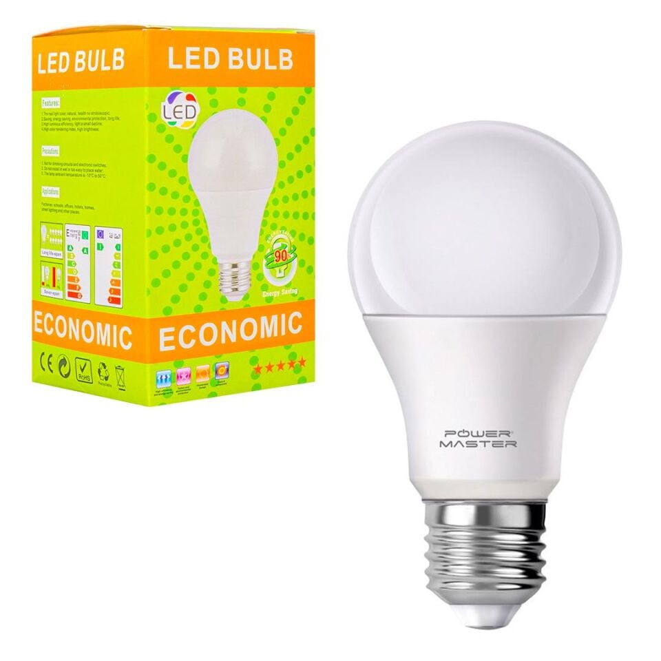 Powermaster RT-2009A 9 W E27 220 V Beyaz Led Ampul Led Aydınlatma