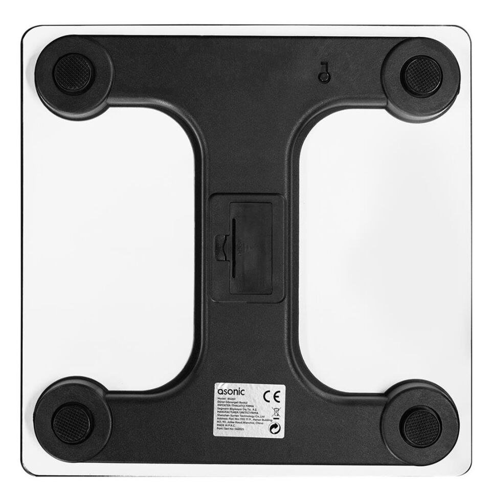 Asonic BS260 Beyaz 260x260 Mm Dijital Bluetooth Baskül Ev Tipi Banyo Tartı