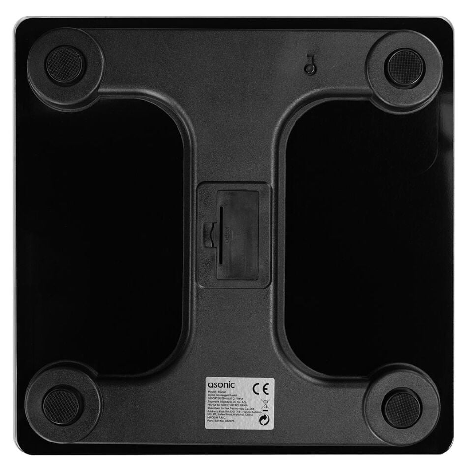 Asonic BS260 Siyah 260X260 Mm Dijital Bluetooth Baskül Ev Tipi Banyo Tartısı