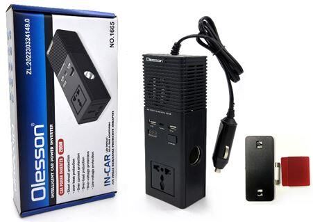 Ayt Olesson 1665 DC 12-24V 200W Oto Araç Power İnverter Ek Çakmak Girişi TYPE-C Çift Usb 220V Üniversal Priz Çevirici