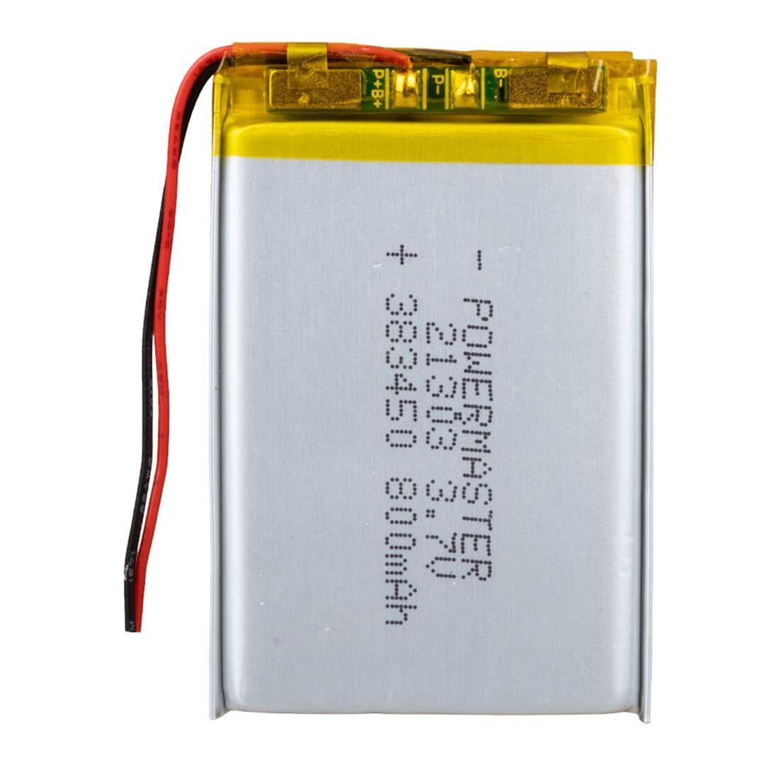 Powermaster 3.7 Volt 800 Mah Lityum Polimer Şarjlı Pil 3.8X34X50 mm Akıllı Saat Kulaklık Pili