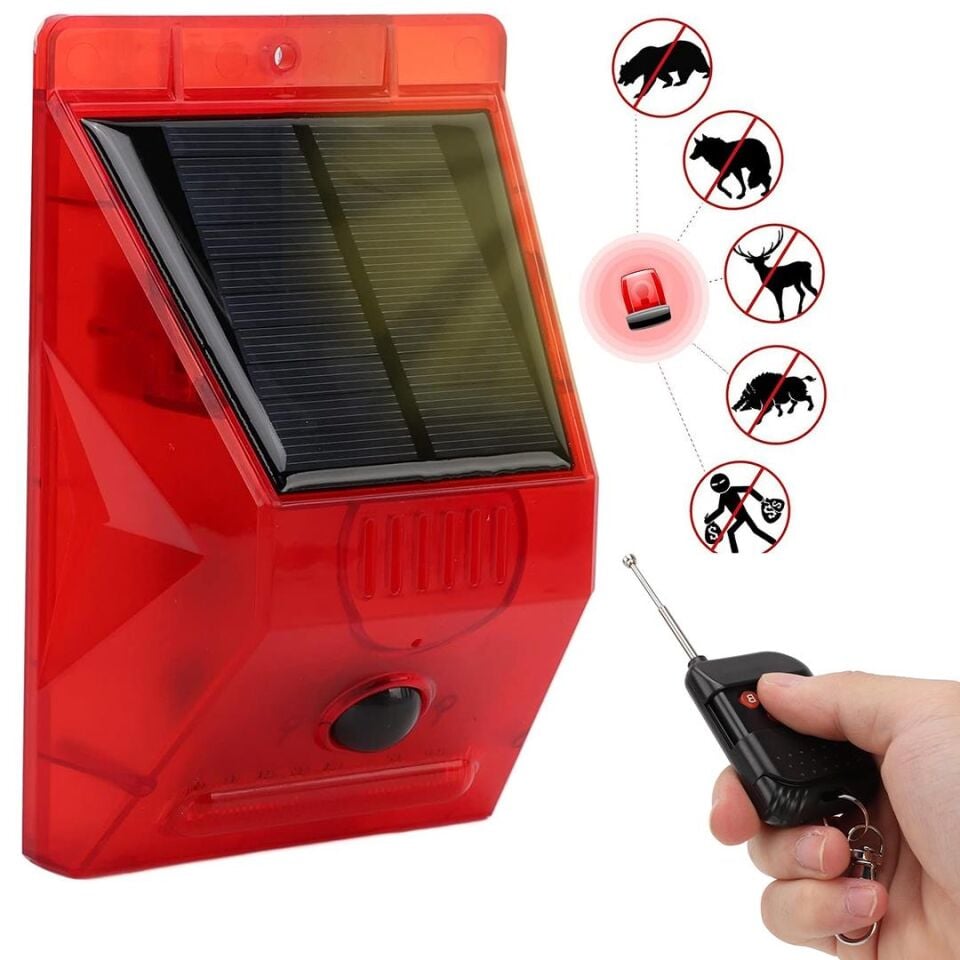 Ayt Powermaster PM-26957 Mikrofonlu Sesli Hayvan Kovucu Alarm Cihazı Solar Güneş Enerjili Panelli Vahşi Hayvan Kovacağı