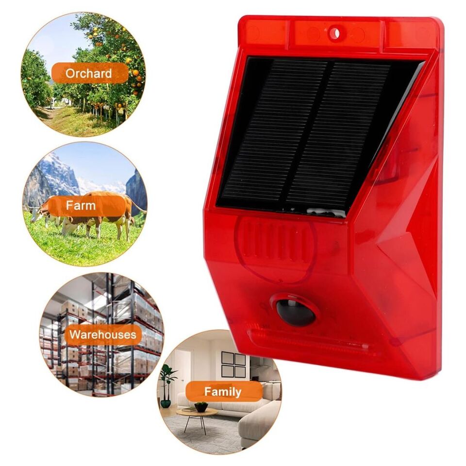 Powermaster PM-26957 Sesli Hayvan Kovucu Alarm Cihazı Uzaktan Kumandalı Solar Panelli