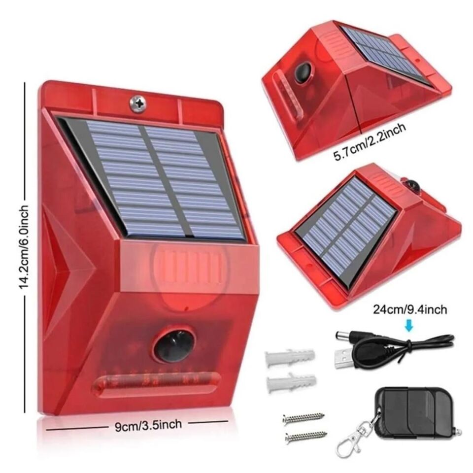 Powermaster PM-26957 Sesli Hayvan Kovucu Alarm Cihazı Uzaktan Kumandalı Solar Panelli