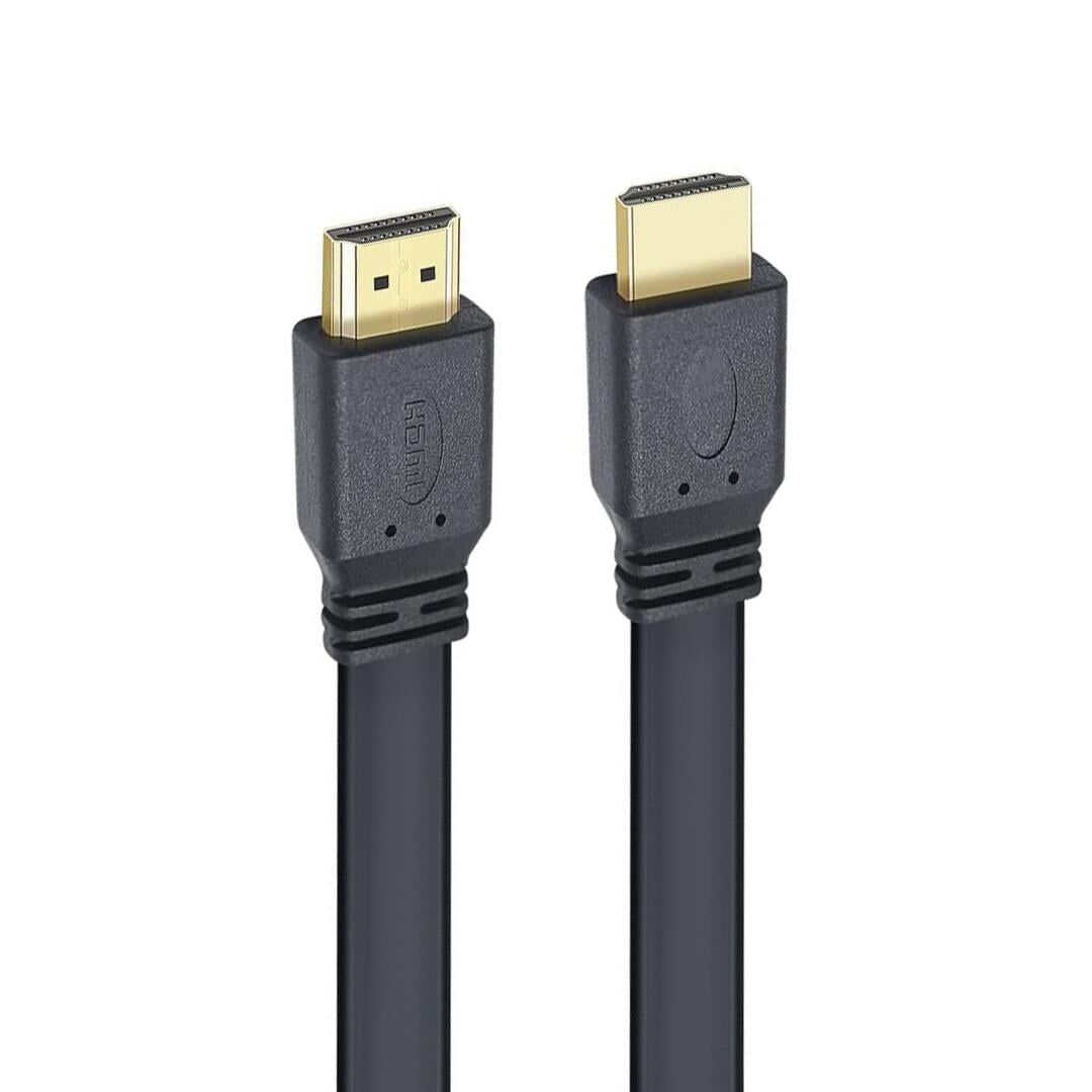 Powermaster HK-25508 Düz Siyah 1.5 Metre Flat Yassı Gold Uçlu 19 Pin HDMI Kablo