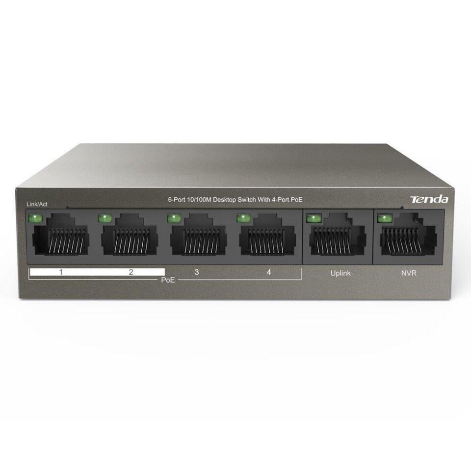 Tenda TEF1106P 2 x Uplink + 4 Port Poe Ethernet Switch 63 Watt