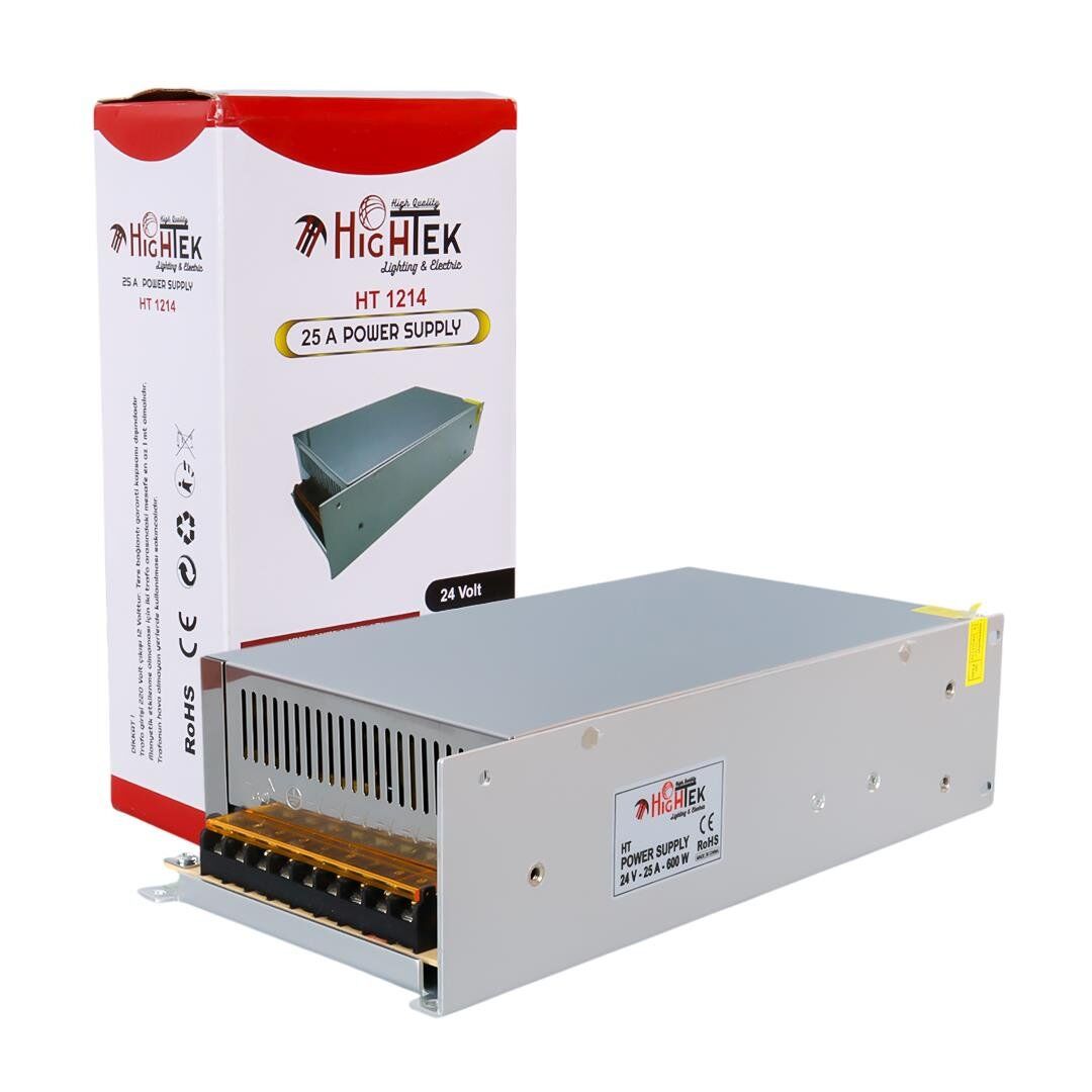 Ayt Hightek HT1214 24 Volt 25 Amper 600 Watt Metal Kasa Adaptör Şerit Led Adaptörü