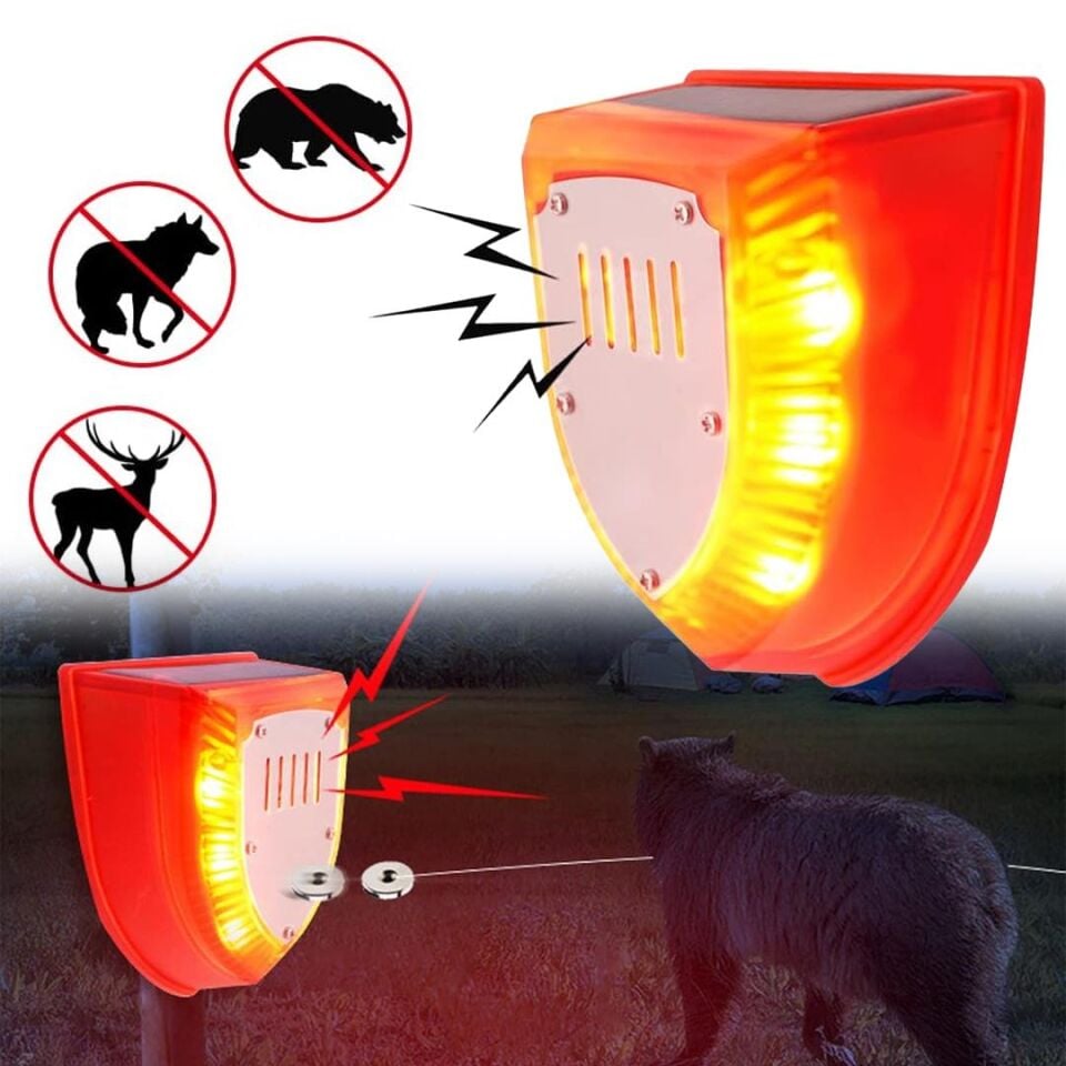 Ayt Powermaster PM-26954 Mikrofonlu Sesli Hayvan Kovucu Alarm Cihazı Solar Güneş Enerjili Panelli Vahşi Hayvan Kovacağı