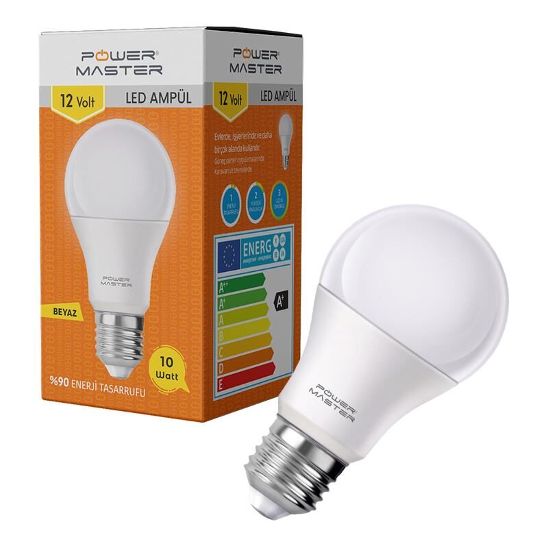 Powermaster PMLED-12V E27 850LMN 10 Watt 12 Volt 6500K Beyaz LED Ampul