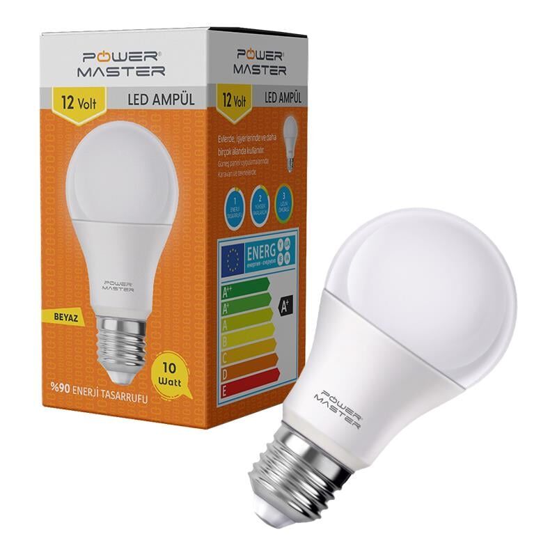 Powermaster PMLED-12V E27 850LMN 10 Watt 12 Volt 6500K Beyaz LED Ampul
