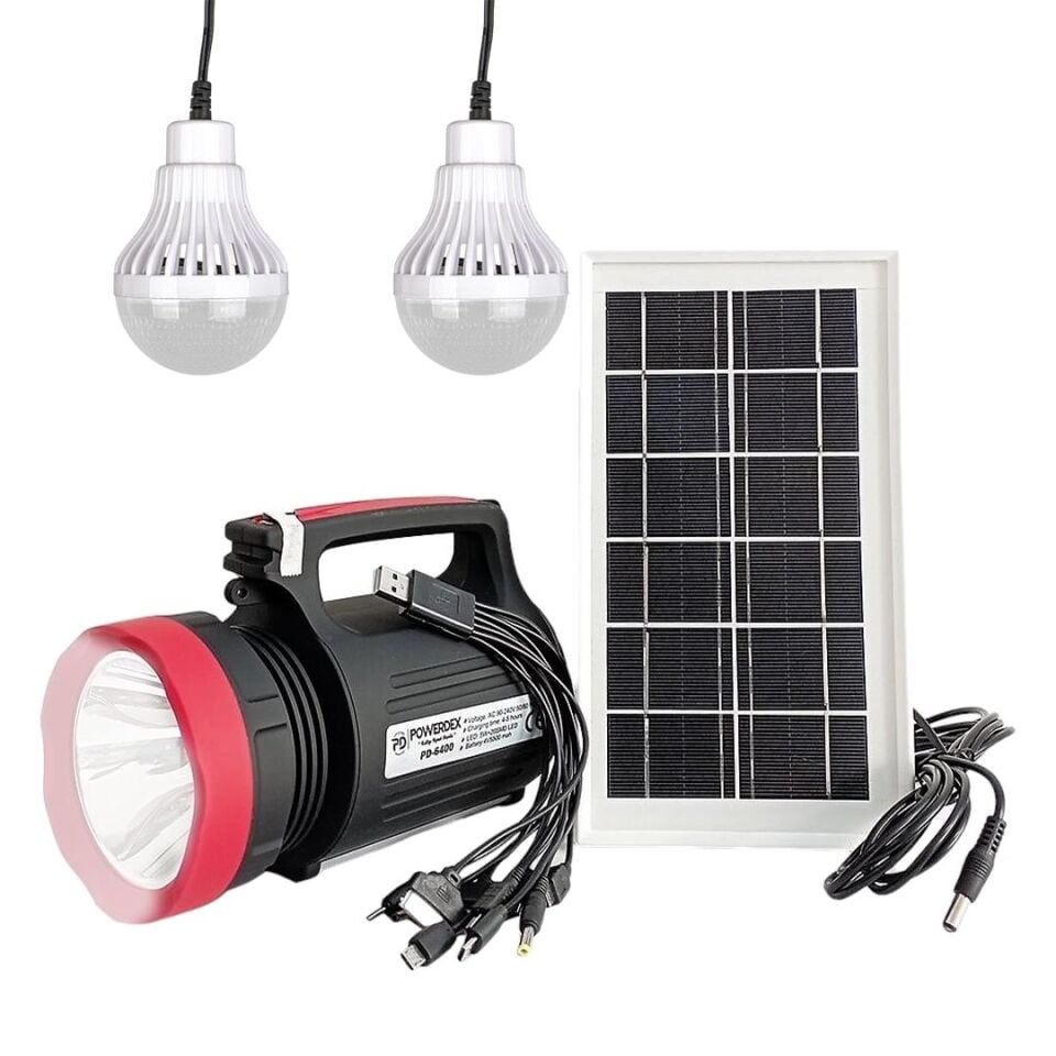 Powermaster YAJIA YJ-1902T Işıldak Güneş Enerji Panelli Kamp Lambası Aydınlatma Ampullu Telefon Şarj Aparatlı