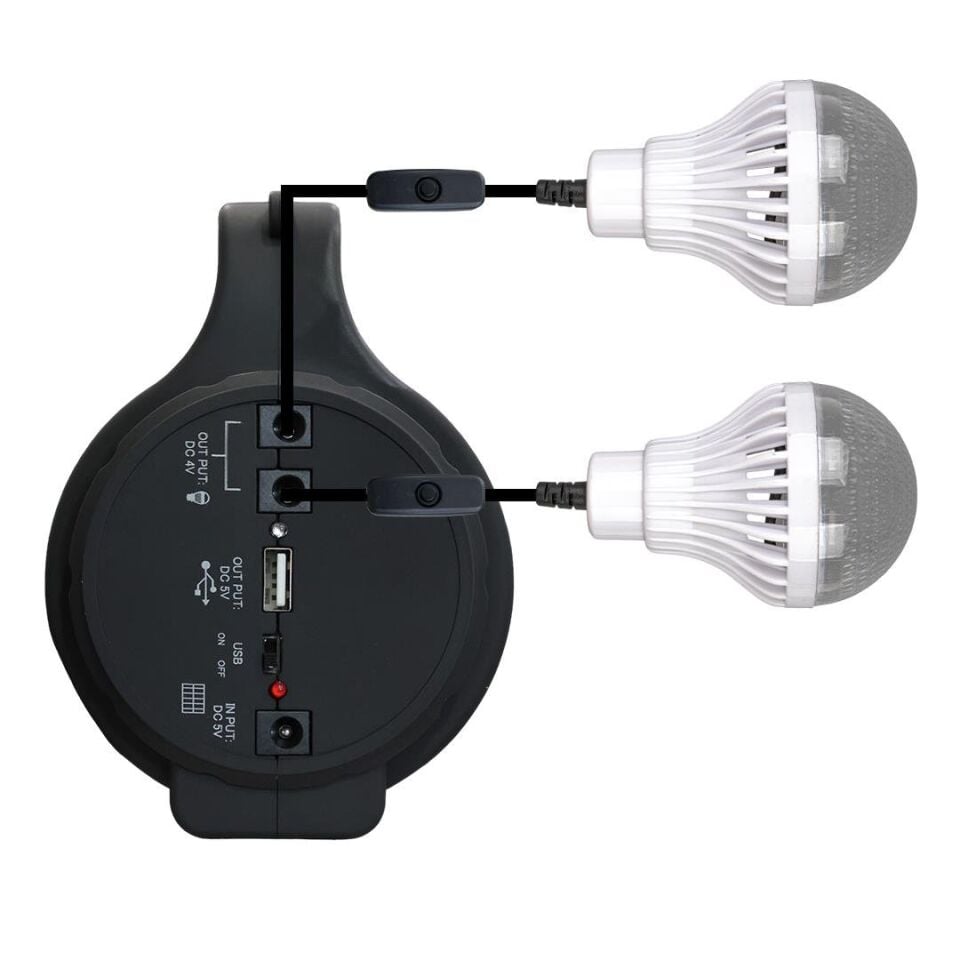 Powermaster YAJIA YJ-1902T Işıldak Güneş Enerji Panelli Kamp Lambası Aydınlatma Ampullu Telefon Şarj Aparatlı