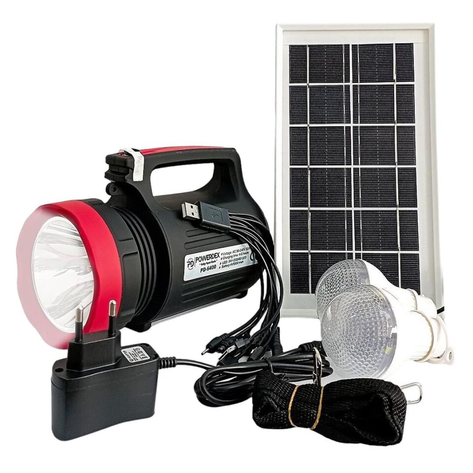 Powermaster YAJIA YJ-1902T Işıldak Güneş Enerji Panelli Kamp Lambası Aydınlatma Ampullu Telefon Şarj Aparatlı