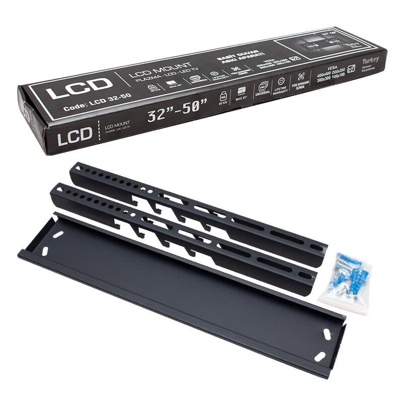 Lcd Mount 32-50 İnç 81-127 Ekran Uyumlu Sabit Lcd Led Tv Monitör Duvar Askı Aparatı Vesa 400X400