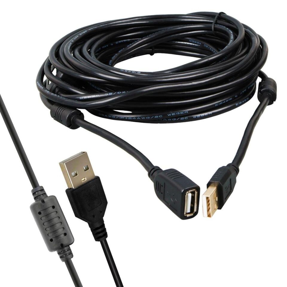 Ayt Powermaster Pm-19955 Usb 2.0 Siyah Chipset 10 Metre Usb Uzatma Kablosu