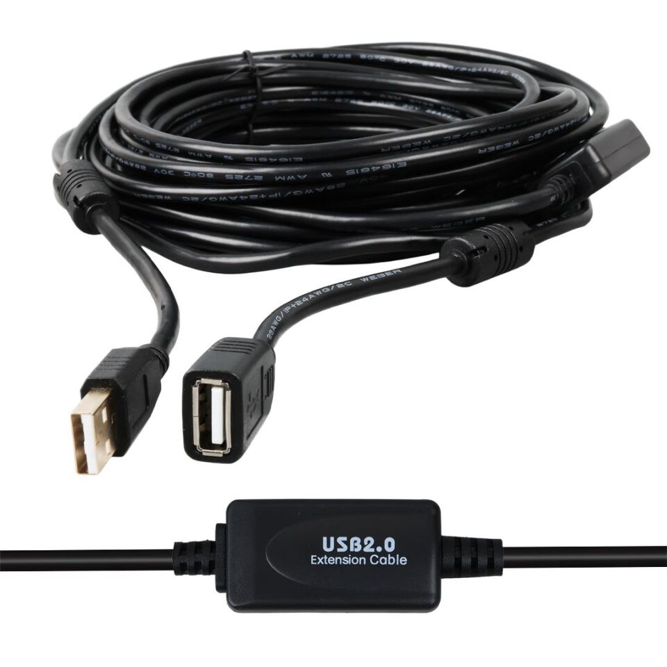 Ayt Powermaster Pm-19955 Usb 2.0 Siyah Chipset 10 Metre Usb Uzatma Kablosu