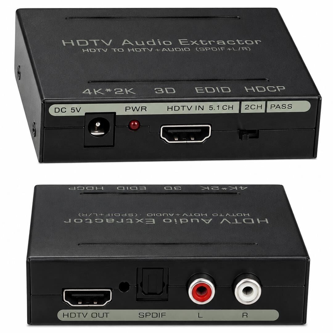 POWERMASTER PM-14366 SİYAH 4K HDMI TO HDMI + SPDIF - L/R SES VE GÖRÜNTÜ AYIRICI ÇEVİRİCİ 85X60X22MM