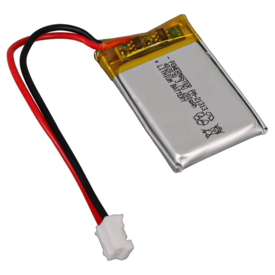 Powermaster 3.7 Volt 200 Mah Lityum Polimer Şarjlı Pil 4X20X30 mm Akıllı Saat Kulaklık Pili