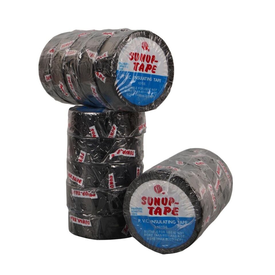 Sunup SN-27918 Siyah 0.13x18 Mm İzole PVC Elektrikçi Bant 5 li Paket İzola Band Elektrik Bantı