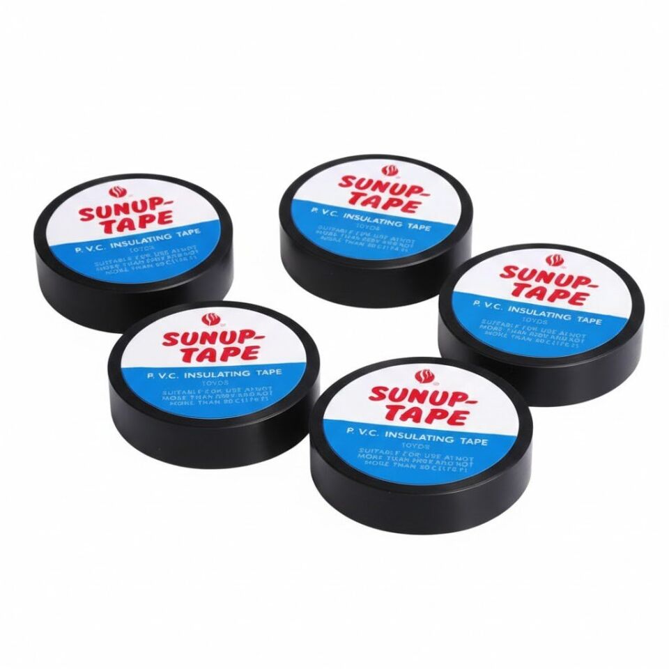 Sunup SN-27918 Siyah 0.13x18 Mm İzole PVC Elektrikçi Bant 5 li Paket İzola Band Elektrik Bantı