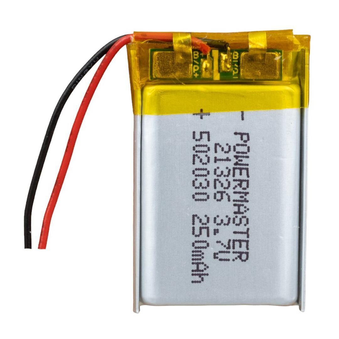 Powermaster 3.7 Volt 250 Mah Lityum Polimer Şarjlı Pil 5X20X30 mm Akıllı Saat Kulaklık Pili