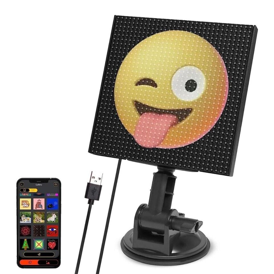 Powermaster PM-24068 Ledli Araç Arka Cam İfade Ekran Paneli Oto Ledli Dijital Ekran Cep Telefonundan Kontrollü